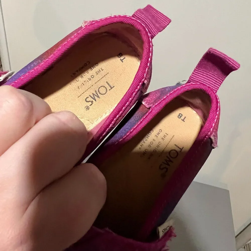 Toms Moccasin - Girls Size 8 (Toddler) - Pink-Purple